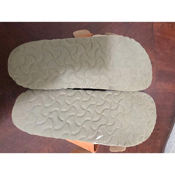 Birkenstock Arizona Beige/Brown Leather Cork Sole Double Strap Buckle Women's Si - Picture 8 of 13